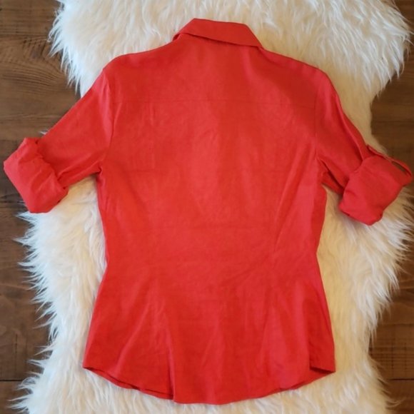 Theory Dervan Button Down Top Size P Linen Blend - Picture 5 of 8